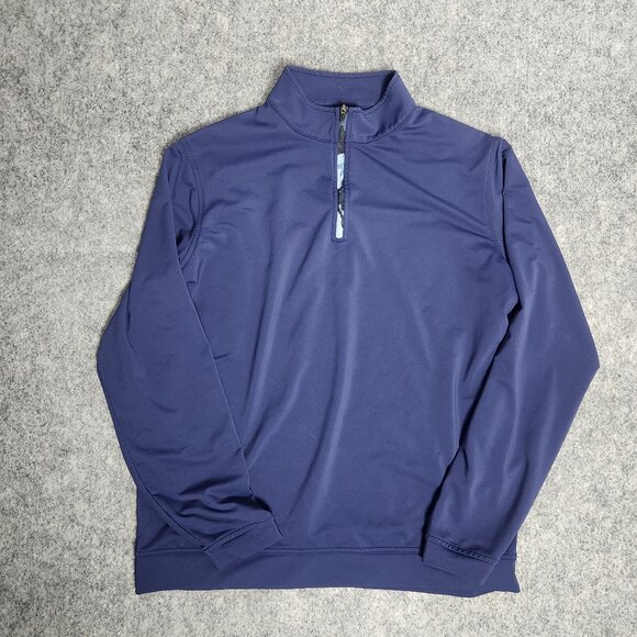 Peter Millar Crown Comfort Quarter Zip Shirt‎ Men L Purple Camo Piping Golf - Picture 1 of 9